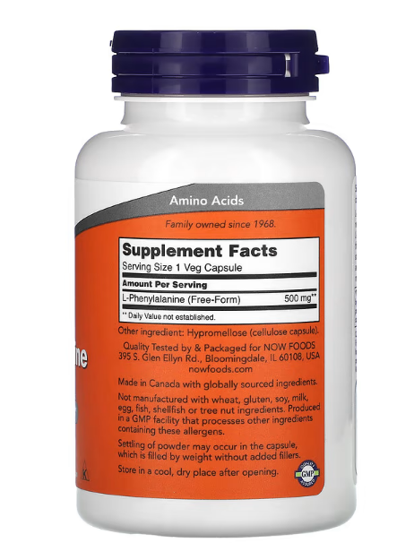 NOW Foods, L-Phenylalanine, 500 mg, 120 Veg Capsules