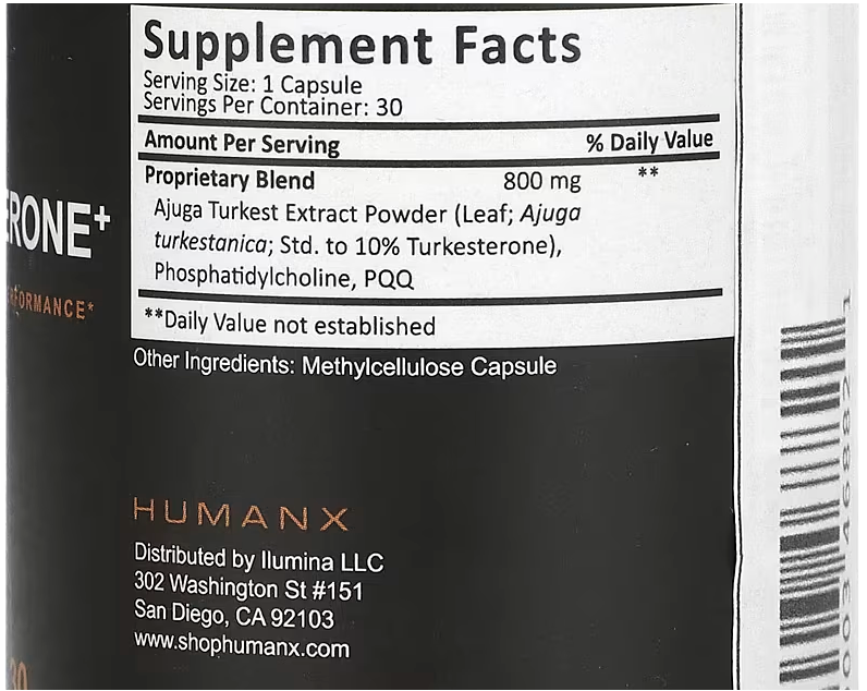 Humanx, Turkesterone+, 800 mg, 30 Capsules