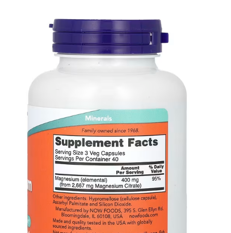 NOW Foods, Magnesium Citrate, 120 Veg Capsules