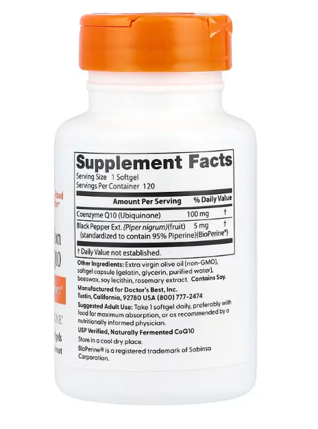 Doctor's Best, High Absorption CoQ10, 100 mg, 120 Softgels