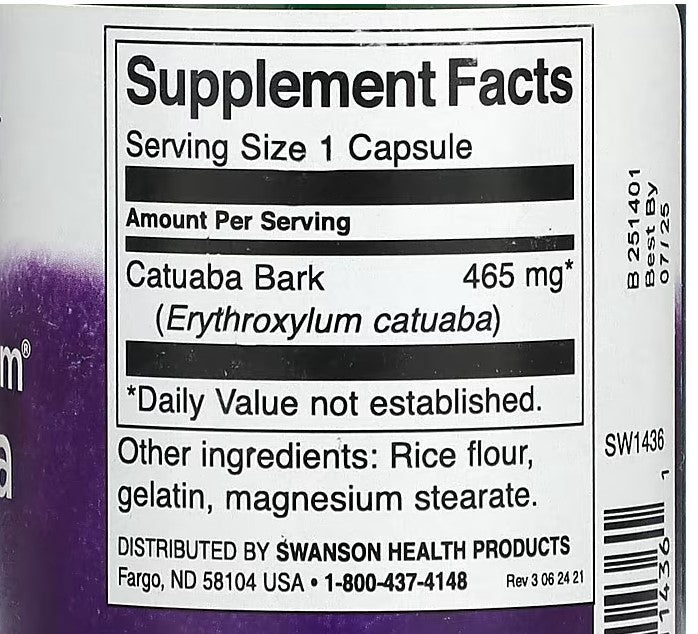 Swanson, Full Spectrum Catuaba Bark, 465 mg, 60 Capsules