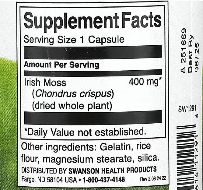 Swanson, Full Spectrum Irish Moss, 400 mg, 60 Capsules