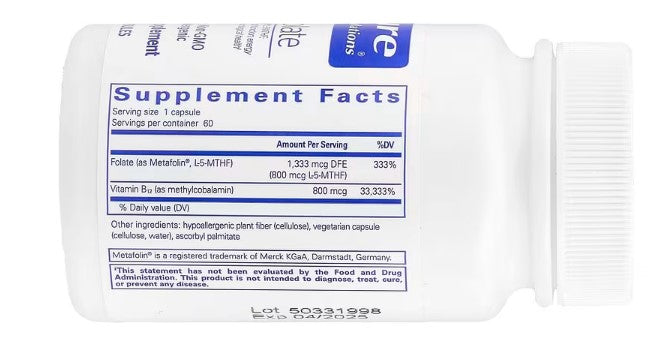 Pure Encapsulations, B12 Folate, 60 Capsules