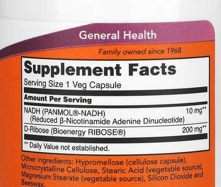 NOW Foods, NADH, 10 mg, 60 Veg Capsules