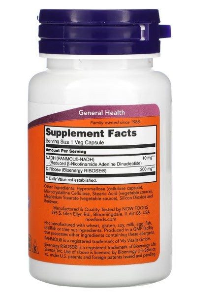 NOW Foods, NADH, 10 mg, 60 Veg Capsules