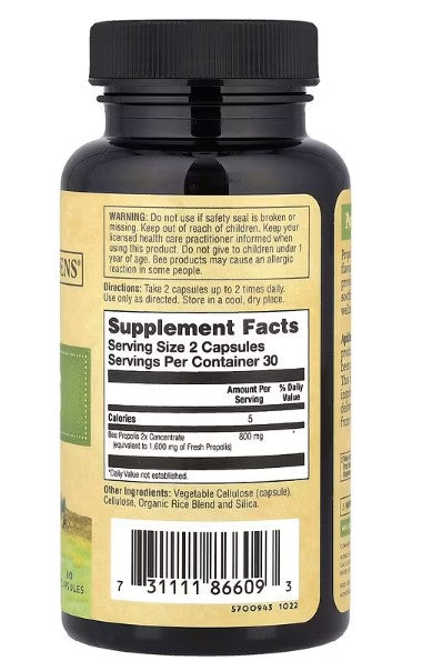 Zand, Bee Propolis, 2x Potency, 60 Capsules (400 mg per Capsule)
