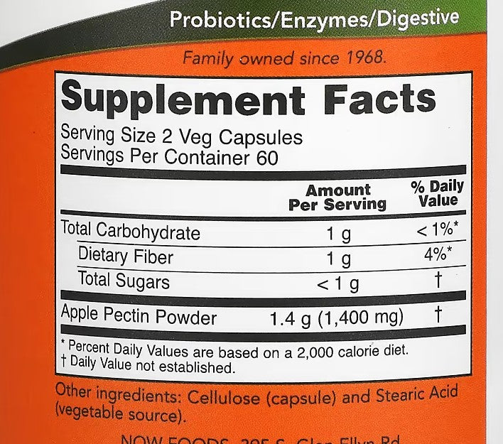 NOW Foods, Apple Pectin, 120 Veg Capsules (700 mg per Capsule)