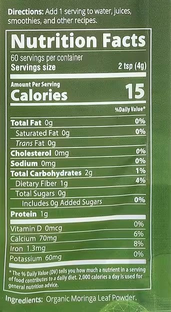 MRM Nutrition, Organic Moringa Powder, 8.5 oz (240 g)