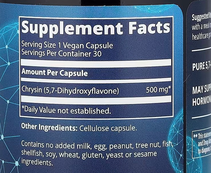 MRM Nutrition, Chrysin 500, 30 Vegan Capsules (500 mg per Capsule)