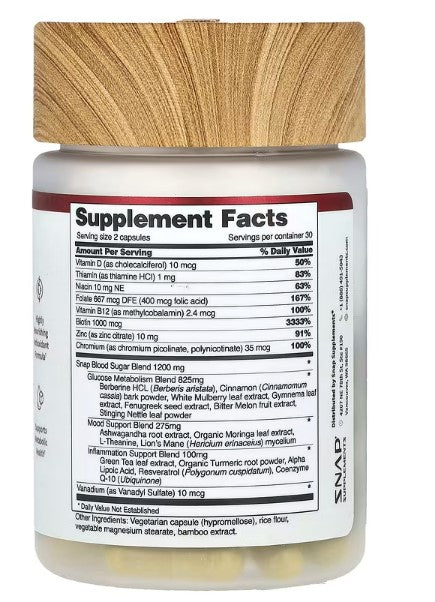 Snap Supplements, Blood Sugar, 60 Capsules