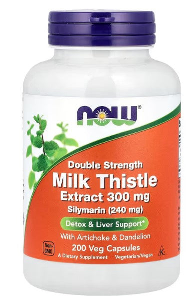 NOW Foods, Milk Thistle Extract, Double Strength, 300 mg, 200 Veg Capsules
