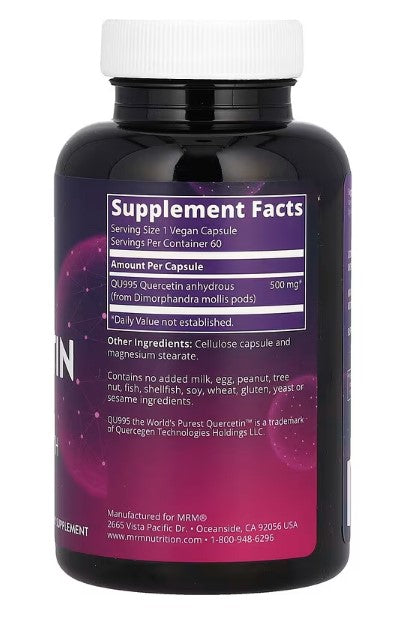MRM Nutrition, Quercetin, 60 Vegan Capsules (500 mg per Capsule)