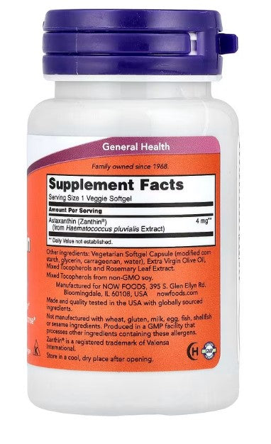 NOW Foods, Astaxanthin, 4 mg, 60 Veggie Softgels