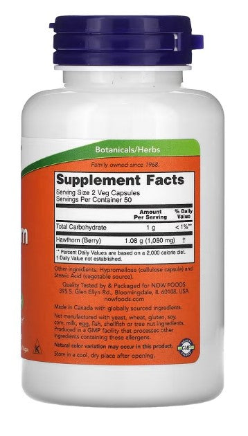 NOW Foods, Hawthorn Berry, 540 mg, 100 Veg Capsules