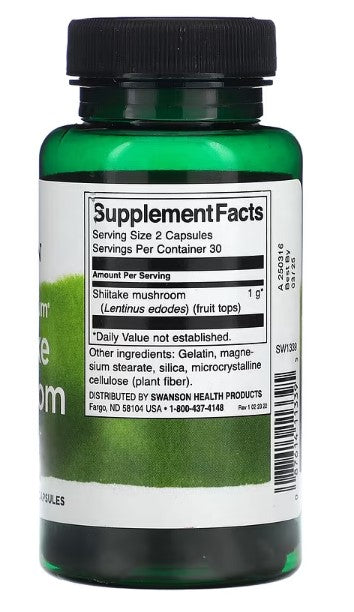 Swanson, Full Spectrum Shiitake Mushroom, 500 mg, 60 Capsules