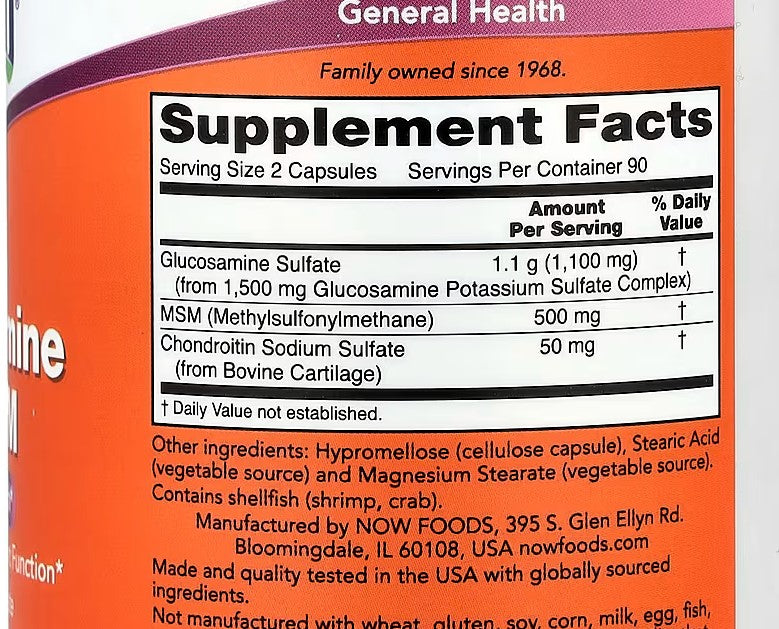 NOW Foods, Glucosamine & MSM, 180 Capsules