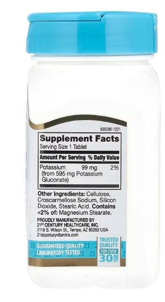 21st Century, Potassium Gluconate, 595 mg, 110 Tablets