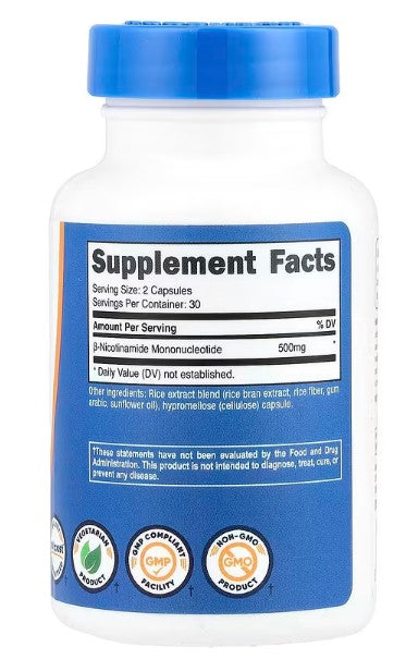 Nutricost, NMN, 60 Capsules (250 mg per Capsule)