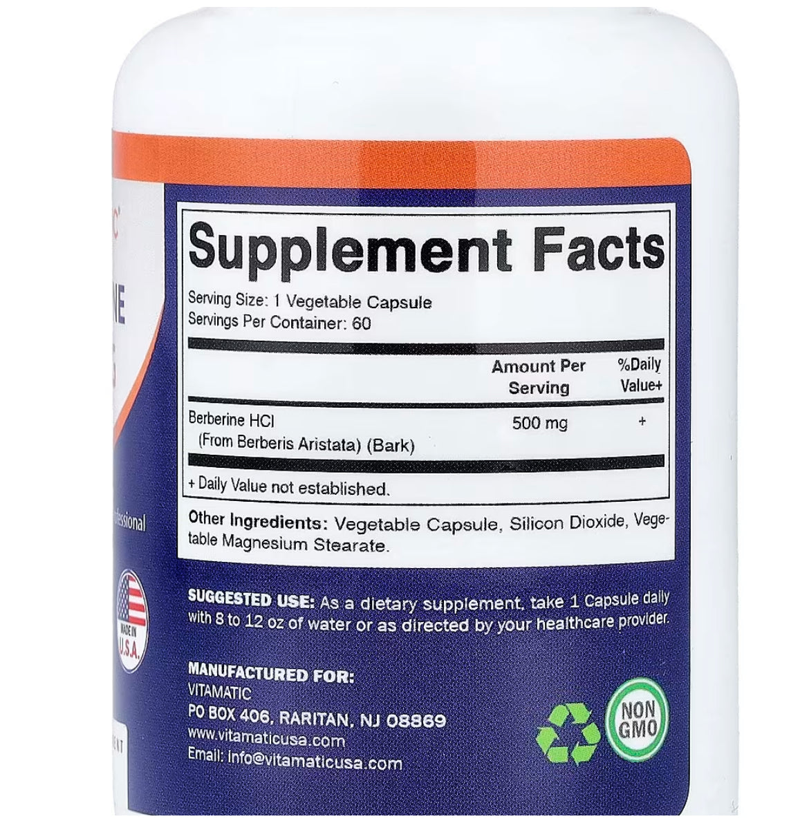 Vitamatic, Berberine, 500 mg, 60 Vegetable Capsules