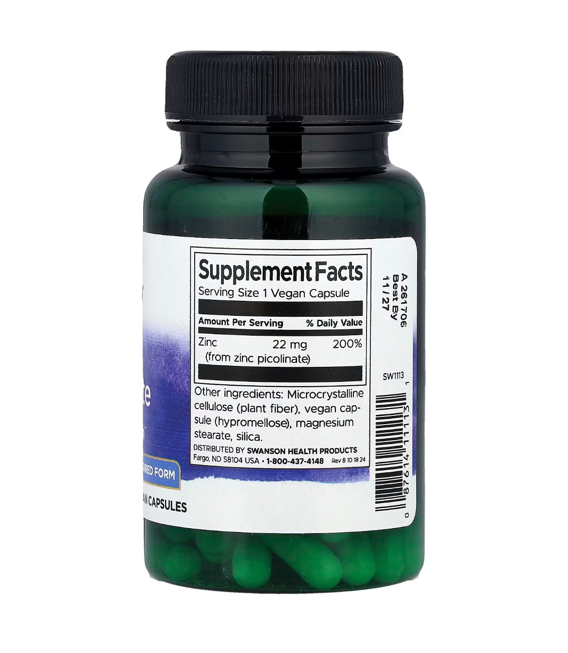 Zinc Picolinate, 22mg, 60 Vegan Capsules