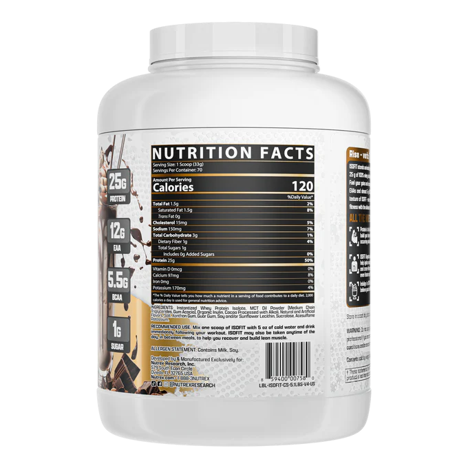 Whey Isolate- IsoFit by nutrex- 70servings(25g protein/scoop)