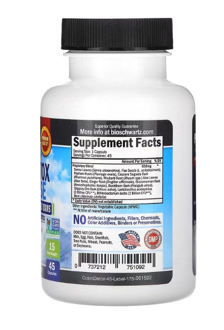 BioSchwartz, Advanced 15-Day Colon Detox & Cleanse, 45 Capsules