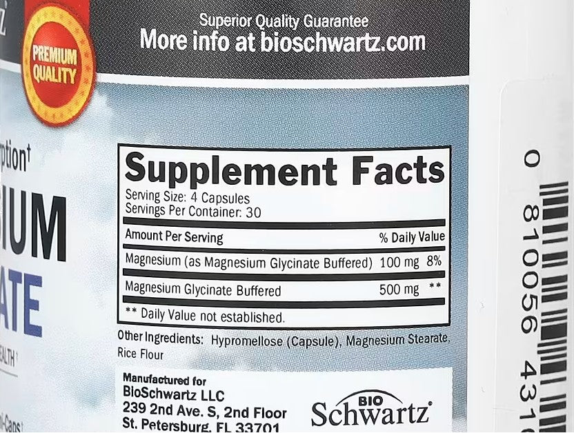 BioSchwartz, Maximum Absorption Magnesium Glycinate, 120 Veggie Caps
