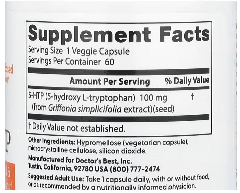 Doctor's Best, 5-HTP, 100 mg, 60 Veggie Caps
