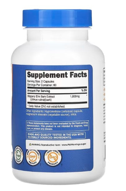 Nutricost, Slippery Elm Bark, 120 Capsules (500 mg per Capsule)