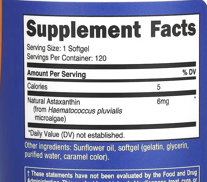 Nutricost, Astaxanthin, 6 mg, 120 Softgels