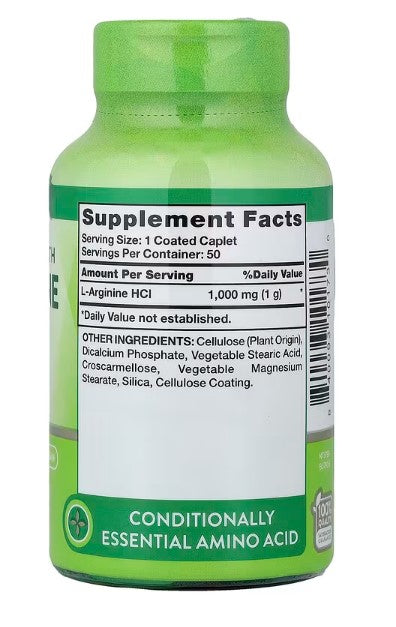 Nature's Truth, L-Arginine HCL, 1,000 mg, 50 Coated Caplets