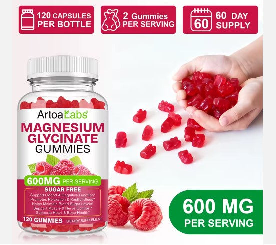 Magnesium Glycinate Gummies, 60 servings, 600mg