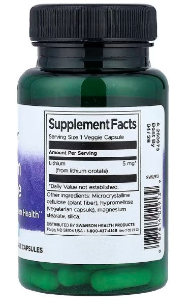 Lithium Orotate, 5 mg, 60 Veggie Capsules
