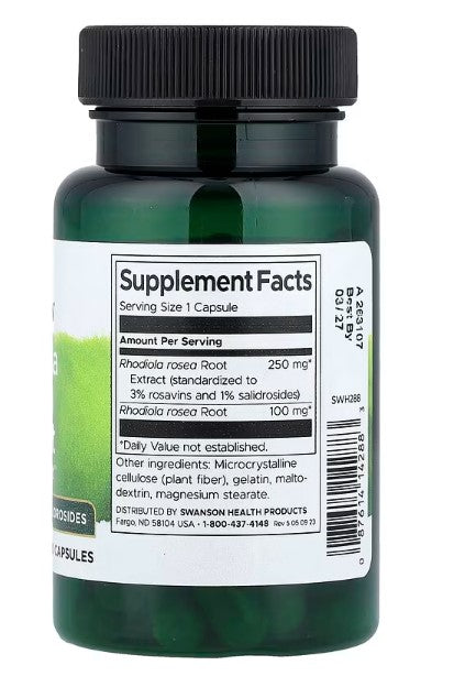 سوانسون، جذر نبات الروديولا الوردي كامل الطيف، 400 مجم، 100 كبسولة
