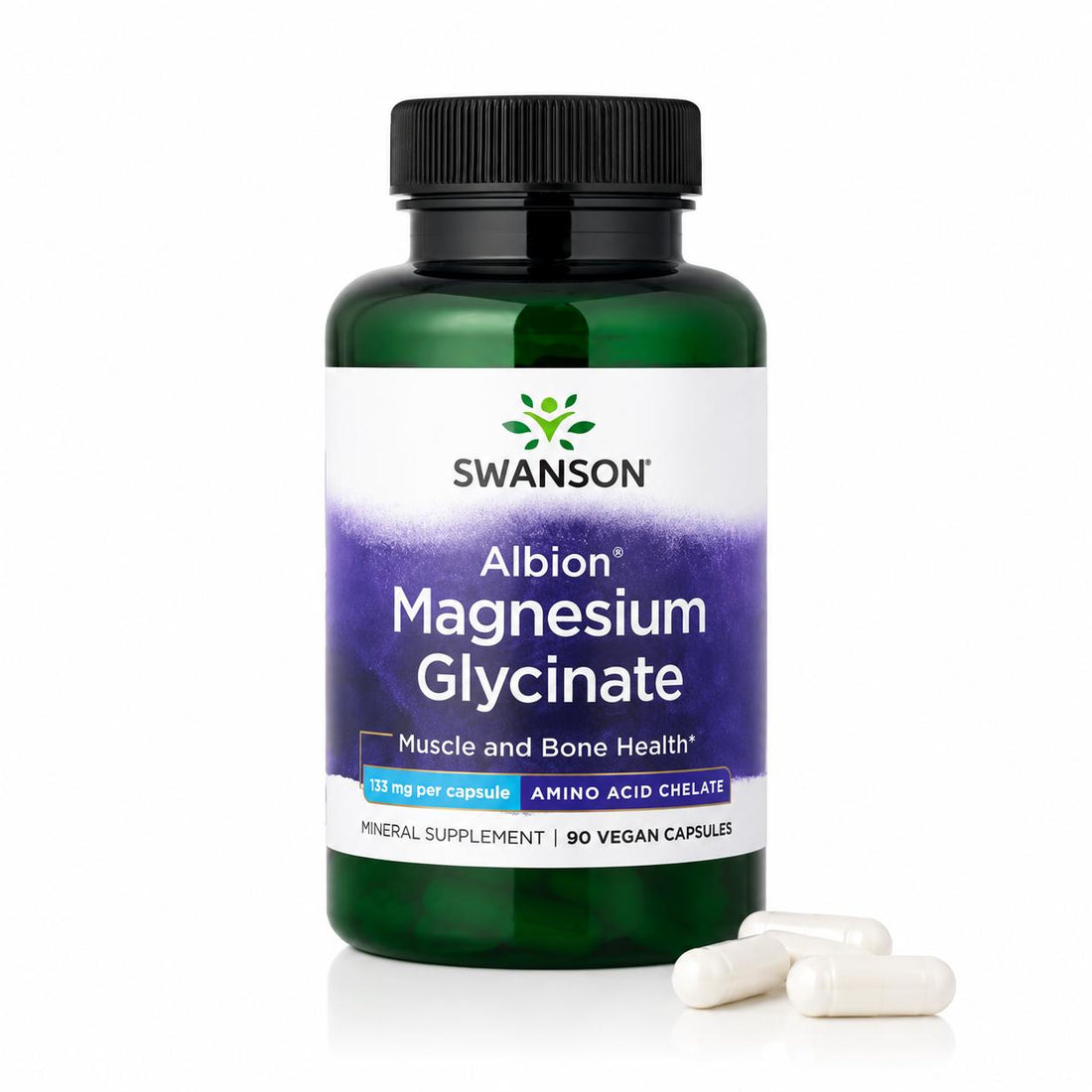 Swanson Albion Magnesium Glycinate supplement bottle