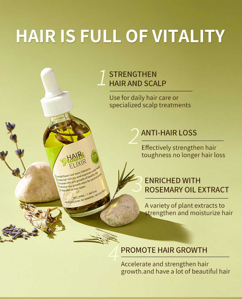 100% Natural Rosemary Castor Oil -Hair Treatment Scalp Care Serum Hair Growth Oil Elixir