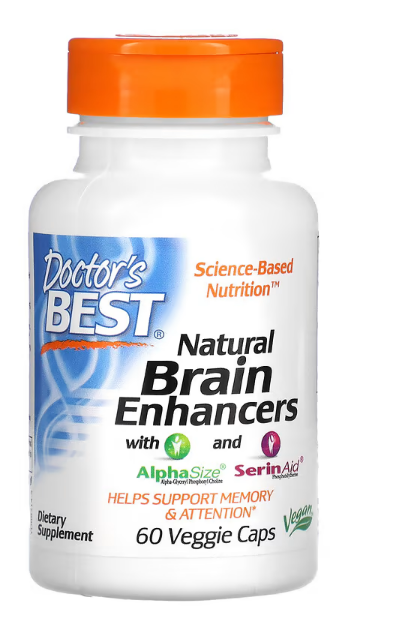 Doctor's Best، معززات طبيعية للدماغ مع AlphaSize وSerinAid، 60 كبسولة نباتية 