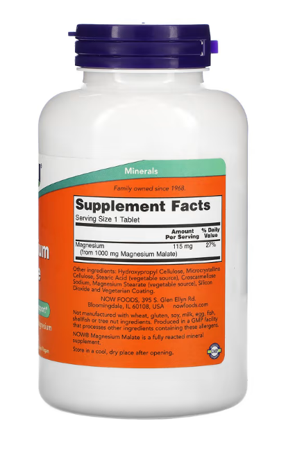 NOW Foods, مالات المغنيسيوم، 1000 ملجم، 180 قرصًا 