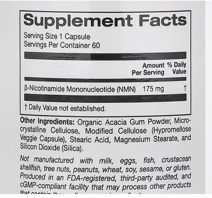 California Gold Nutrition, NMN, 175 mg, 60 Veggie Capsules