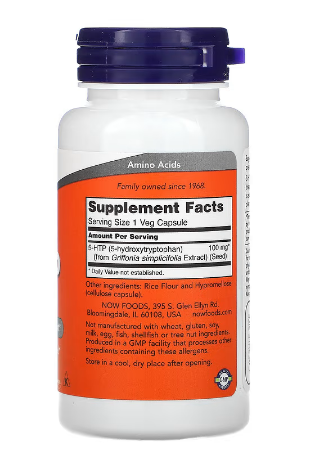 NOW Foods، 5-HTP، 100 مجم، 60 كبسولة نباتية