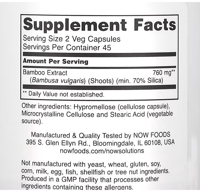 NOW Foods, Solutions, Bamboo Silica Beauty, 90 Veg Capsules