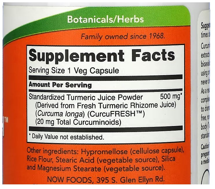 NOW Foods, CurcuFresh Curcumin, 60 Veg Capsules
