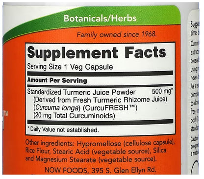 NOW Foods, CurcuFresh Curcumin, 60 Veg Capsules