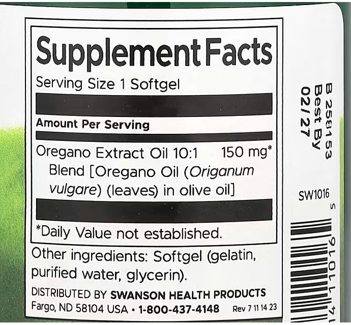 Swanson, Oregano Oil, 120 Softgels