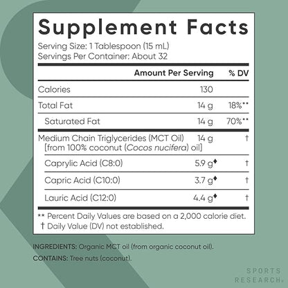 Sports Research, Organic MCT Oil, 16 fl oz (473 ml)