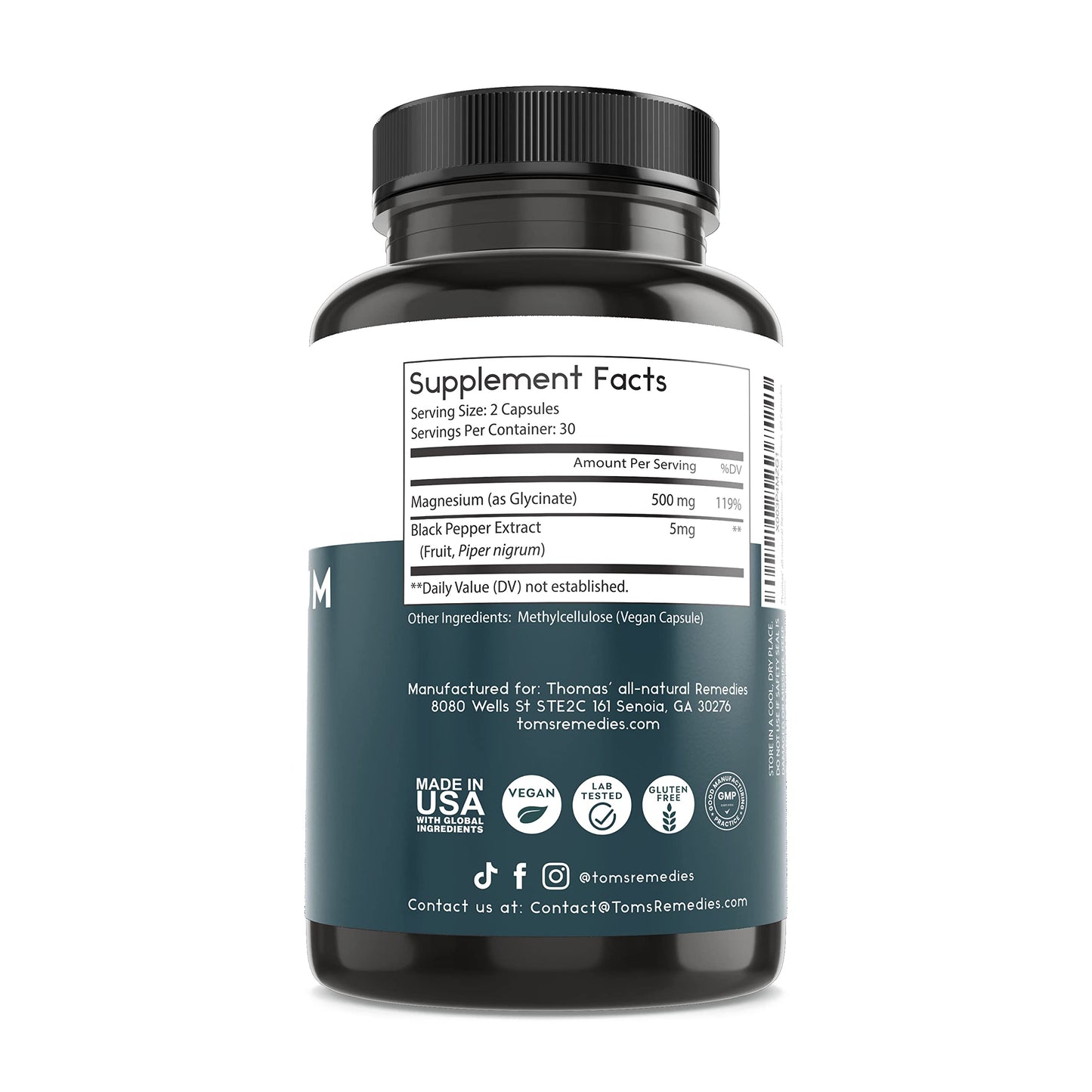 Magnesium Glycinate, 500mg, Made in USA