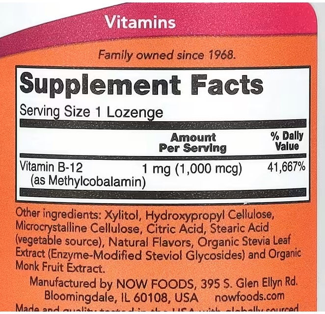 NOW Foods, Methyl B-12, 1,000 mcg, 100 Lozenges