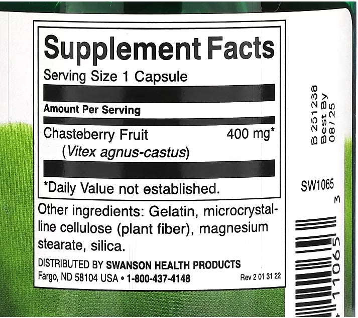 Swanson, Full Spectrum Chasteberry Fruit, 400 mg, 120 Capsules