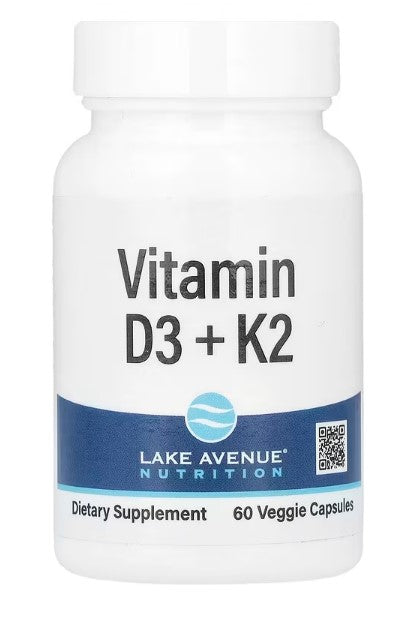 Lake Avenue Nutrition, Vitamin D3 + K2, 60 Veggie Capsules
