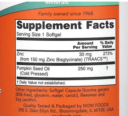 NOW Foods, Zinc Glycinate, 120 Softgels